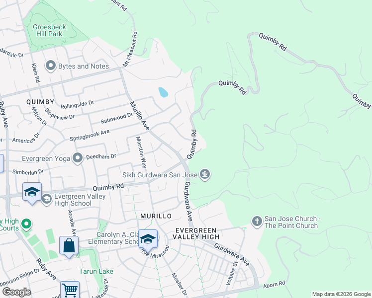 map of restaurants, bars, coffee shops, grocery stores, and more near 3668 Summit Ridge Court in San Jose