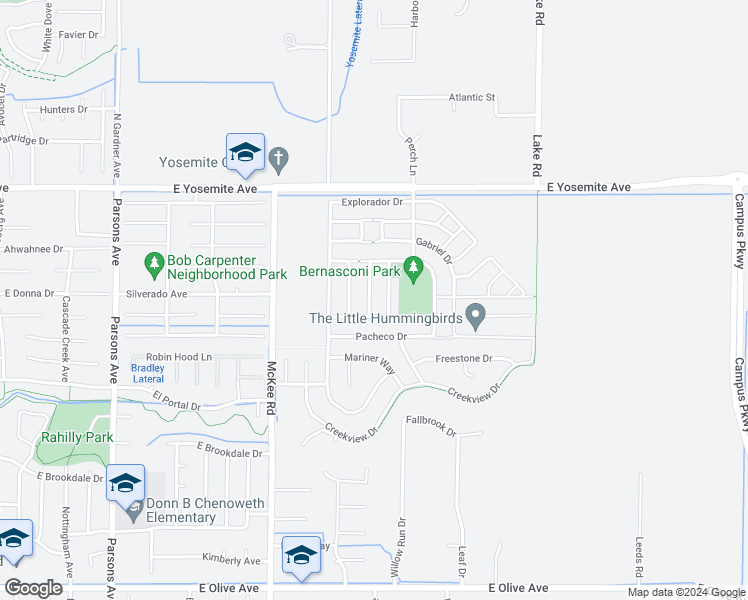 map of restaurants, bars, coffee shops, grocery stores, and more near 3732 Bonifacio Way in Merced