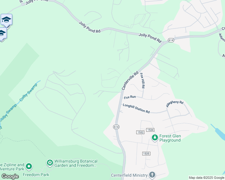 map of restaurants, bars, coffee shops, grocery stores, and more near 6041 John Jackson Drive in Williamsburg