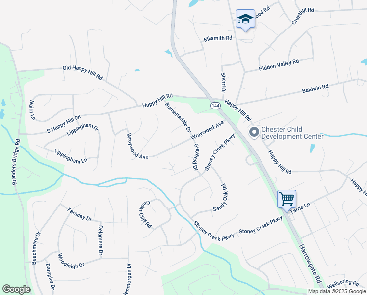 map of restaurants, bars, coffee shops, grocery stores, and more near 4509 Wraywood Avenue in Chester