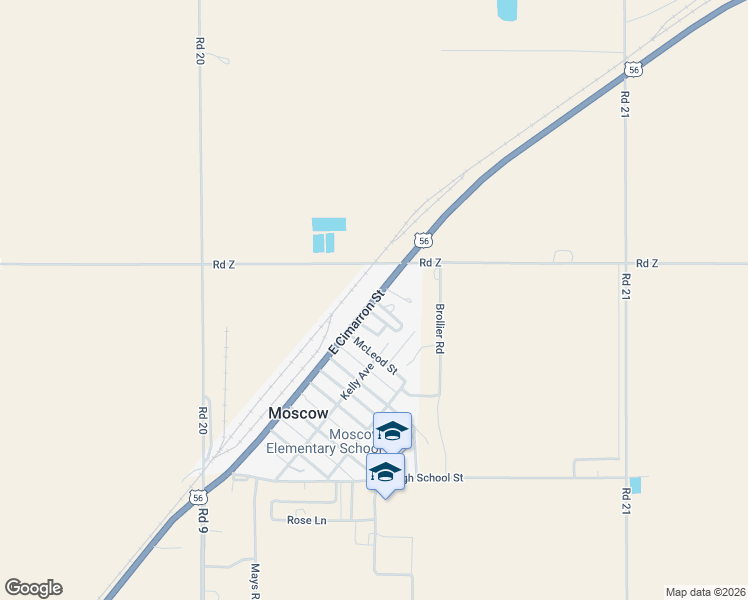 map of restaurants, bars, coffee shops, grocery stores, and more near East Cimarron Street in Moscow
