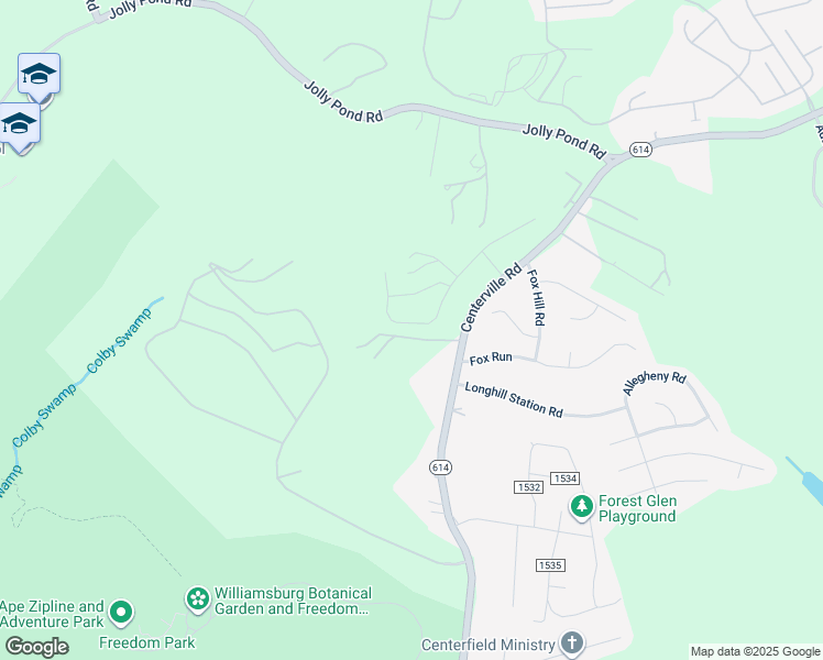 map of restaurants, bars, coffee shops, grocery stores, and more near 6033 John Jackson Drive in Williamsburg
