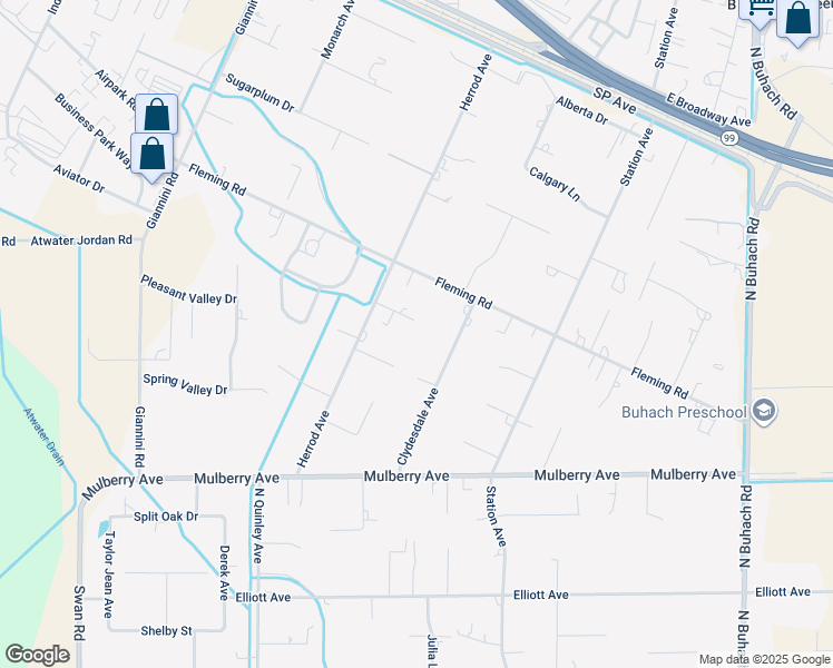 map of restaurants, bars, coffee shops, grocery stores, and more near 5703 Violet Court in Atwater