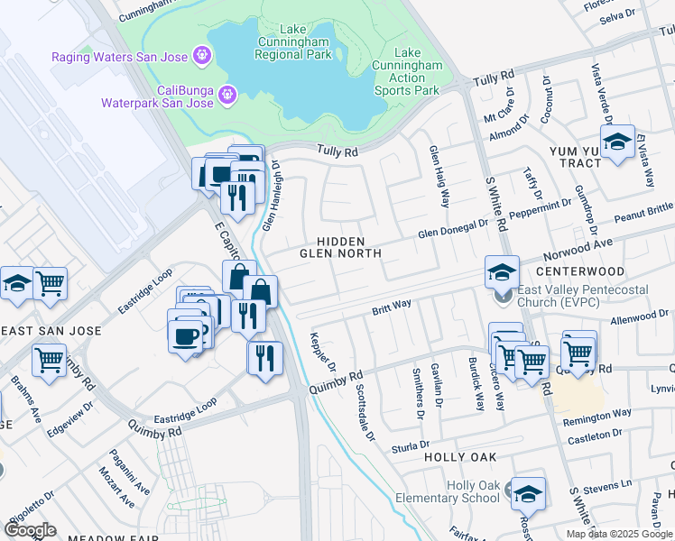map of restaurants, bars, coffee shops, grocery stores, and more near in San Jose