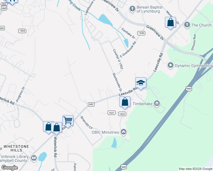 map of restaurants, bars, coffee shops, grocery stores, and more near 115 Cavalier Court in Lynchburg