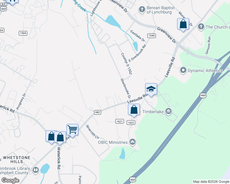 map of restaurants, bars, coffee shops, grocery stores, and more near 115 Cavalier Court in Lynchburg
