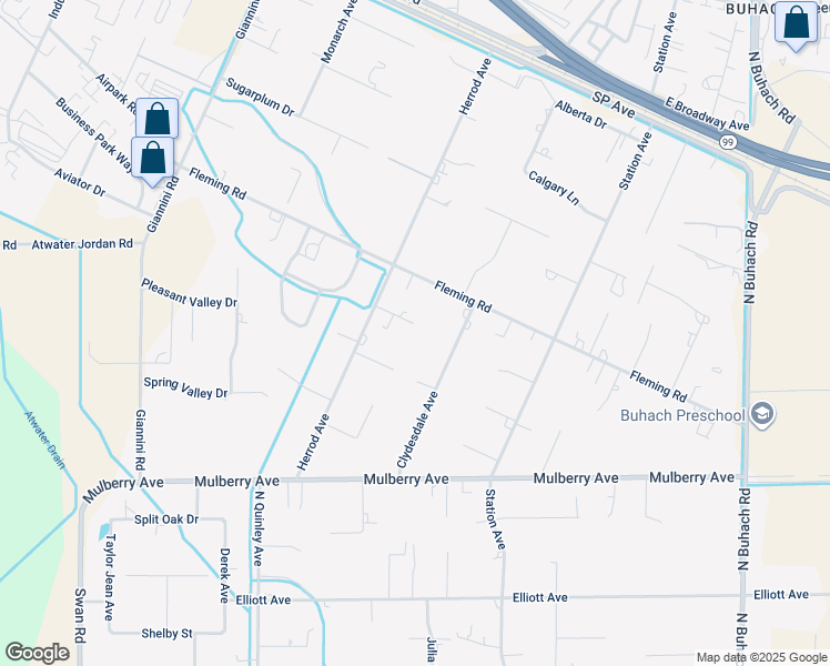 map of restaurants, bars, coffee shops, grocery stores, and more near 5703 Violet Court in Atwater