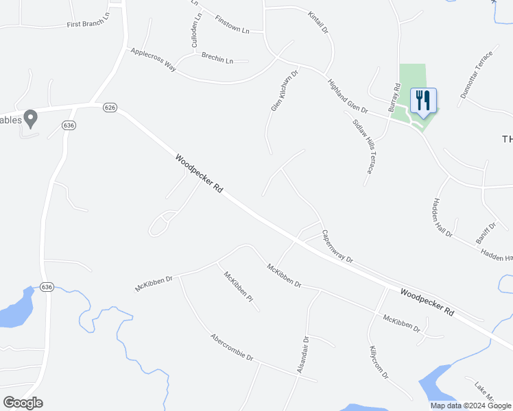 map of restaurants, bars, coffee shops, grocery stores, and more near 12618 Capernwray Terrace in Chesterfield