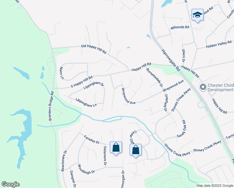 map of restaurants, bars, coffee shops, grocery stores, and more near 14007 Old Hampstead Court in Chester