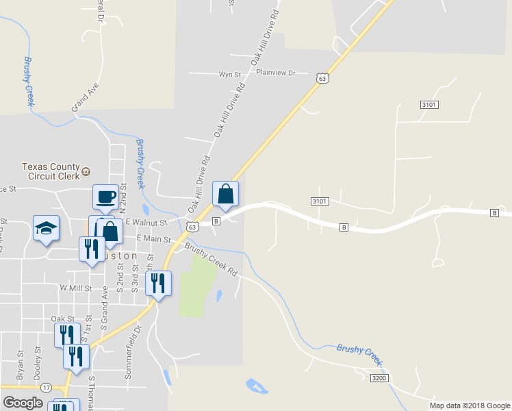 map of restaurants, bars, coffee shops, grocery stores, and more near 14150 State Route B in Houston