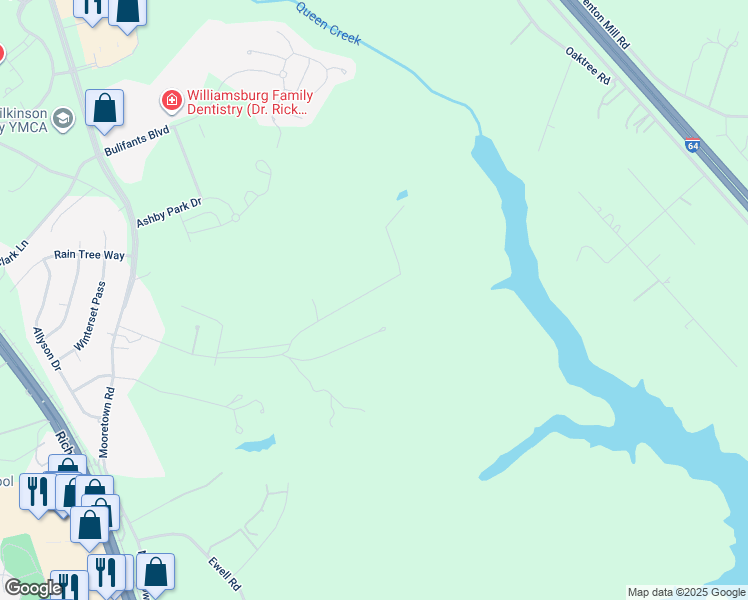 map of restaurants, bars, coffee shops, grocery stores, and more near 300 Greg Lane in Williamsburg
