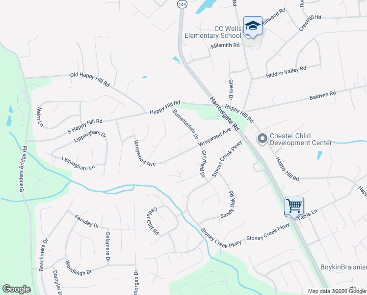 map of restaurants, bars, coffee shops, grocery stores, and more near 4809 Burnettedale Court in Chester