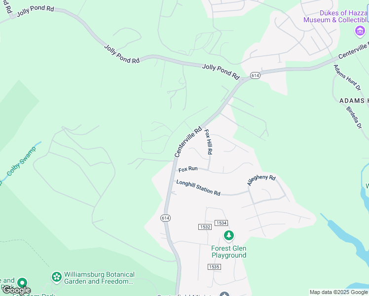 map of restaurants, bars, coffee shops, grocery stores, and more near 3826 Fox Hollow in Williamsburg