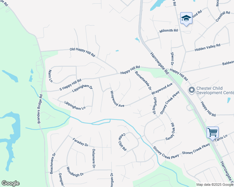 map of restaurants, bars, coffee shops, grocery stores, and more near 13915 Highpaige Way in Chester