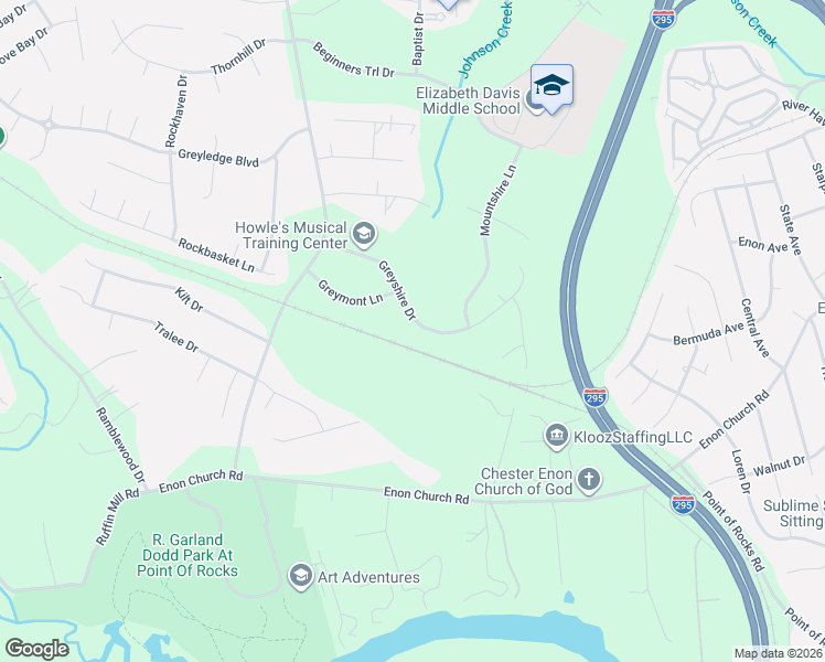 map of restaurants, bars, coffee shops, grocery stores, and more near 613 Greyshire Drive in Chester