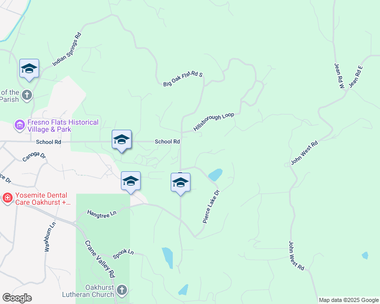 map of restaurants, bars, coffee shops, grocery stores, and more near 39955 Road 428 in Oakhurst