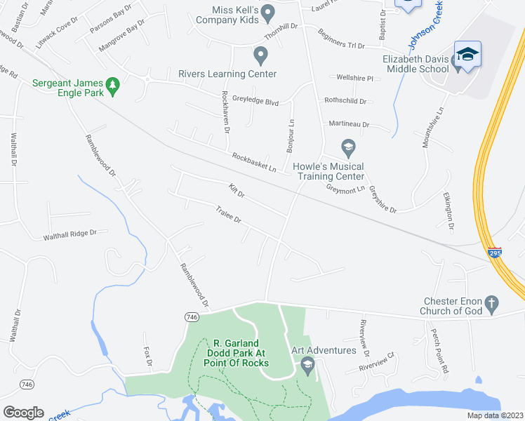 map of restaurants, bars, coffee shops, grocery stores, and more near 343 Kilt Drive in Chester