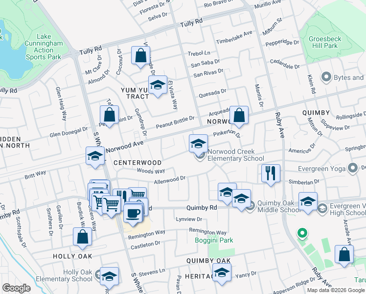 map of restaurants, bars, coffee shops, grocery stores, and more near 2841 Centerwood Court in San Jose