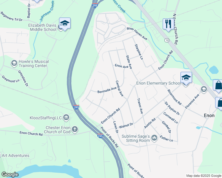 map of restaurants, bars, coffee shops, grocery stores, and more near 14224 Bermuda Point Court in Chester