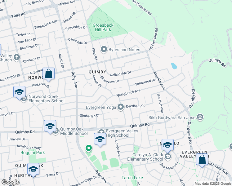 map of restaurants, bars, coffee shops, grocery stores, and more near 2995 Mitton Drive in San Jose