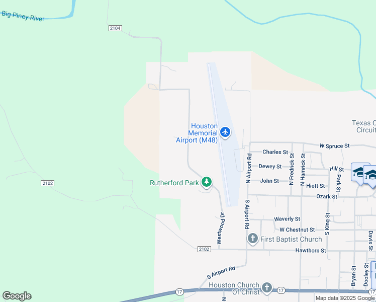 map of restaurants, bars, coffee shops, grocery stores, and more near Westwood Drive in Houston