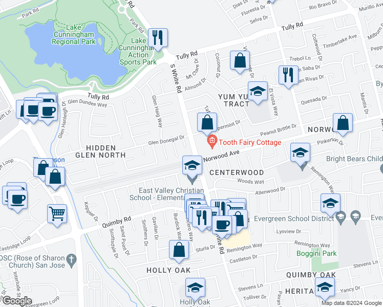 map of restaurants, bars, coffee shops, grocery stores, and more near in San Jose