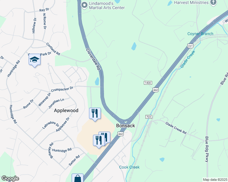 map of restaurants, bars, coffee shops, grocery stores, and more near 4872-4882 Kingsmen Road in Roanoke