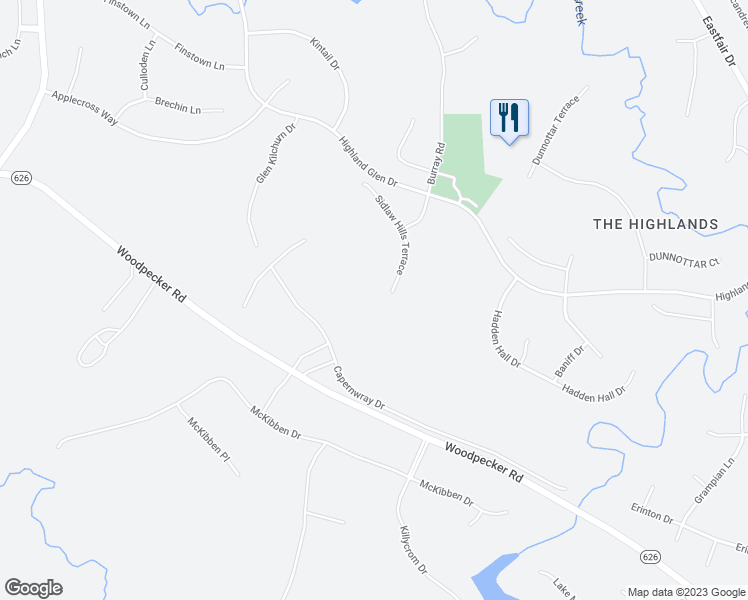 map of restaurants, bars, coffee shops, grocery stores, and more near 8101 Sidlaw Hills Terrace in Chesterfield