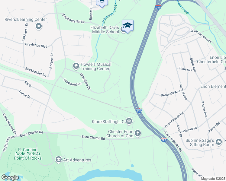 map of restaurants, bars, coffee shops, grocery stores, and more near 801 Greyshire Drive in Chester