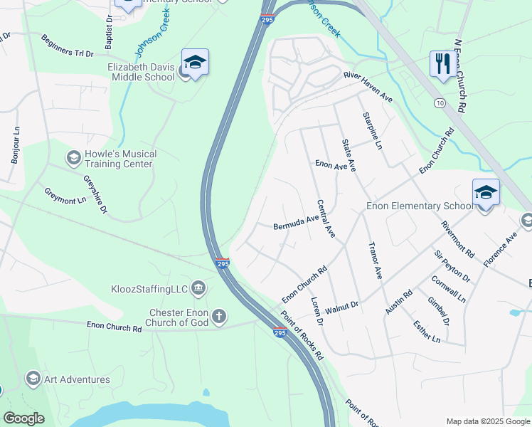 map of restaurants, bars, coffee shops, grocery stores, and more near 14211 Santell Drive in Chester