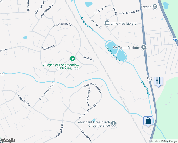map of restaurants, bars, coffee shops, grocery stores, and more near 2730 Knobbly Court in Chester