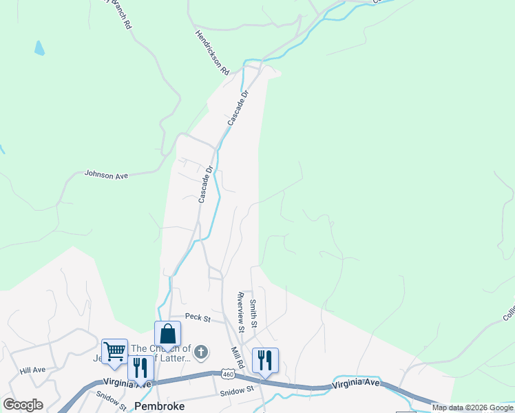 map of restaurants, bars, coffee shops, grocery stores, and more near 226 Ridge Road in Pembroke