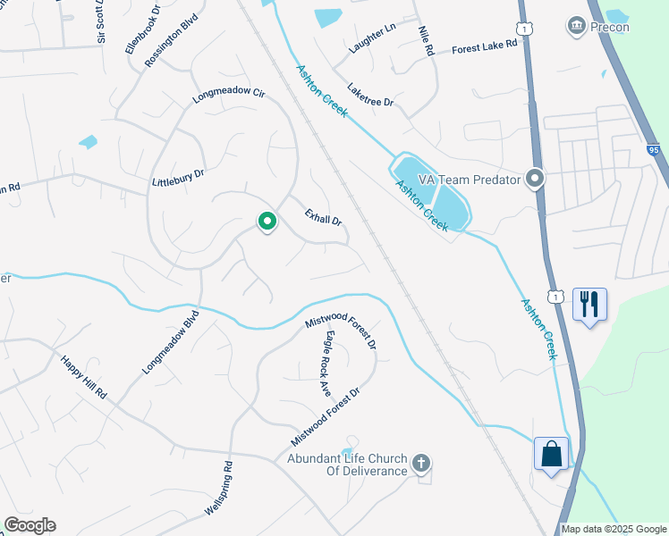 map of restaurants, bars, coffee shops, grocery stores, and more near 2724 Knobbly Court in Chester