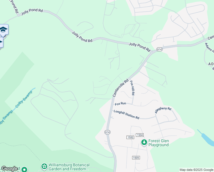 map of restaurants, bars, coffee shops, grocery stores, and more near 3701 Jeremiah Wallace Drive in Williamsburg