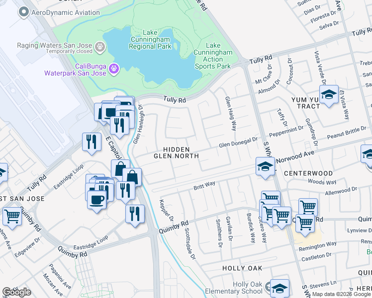 map of restaurants, bars, coffee shops, grocery stores, and more near in San Jose