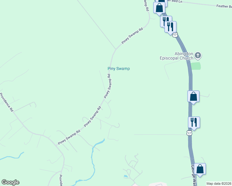 map of restaurants, bars, coffee shops, grocery stores, and more near 4614 Piney Swamp Road in Gloucester County