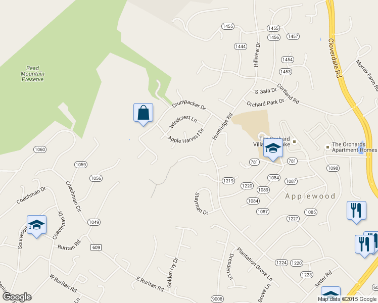 map of restaurants, bars, coffee shops, grocery stores, and more near 5665 Sullivan Lane in Roanoke