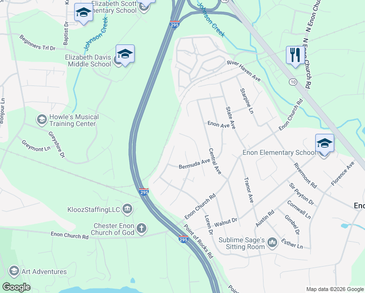 map of restaurants, bars, coffee shops, grocery stores, and more near 14201 Santell Drive in Chester