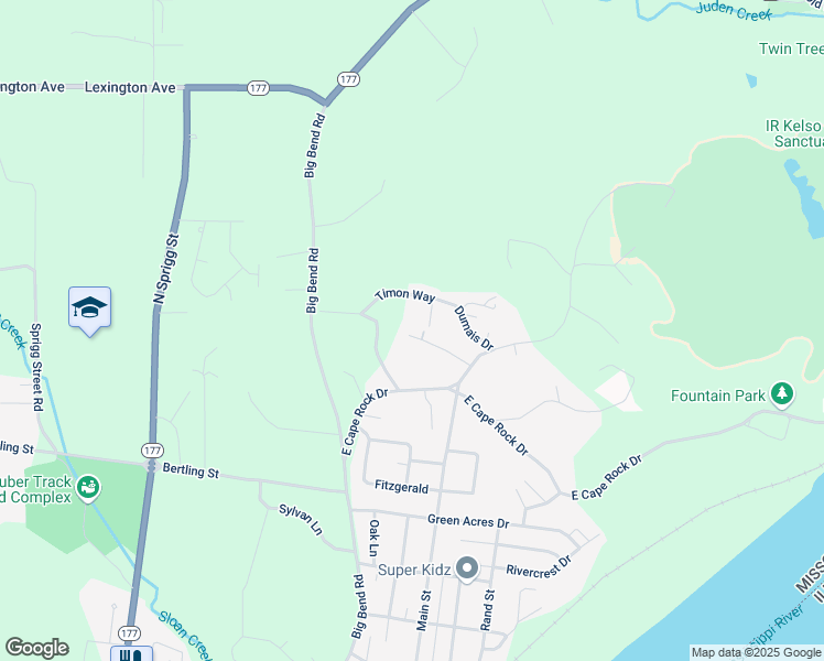 map of restaurants, bars, coffee shops, grocery stores, and more near 556 Vincent Park Drive in Cape Girardeau