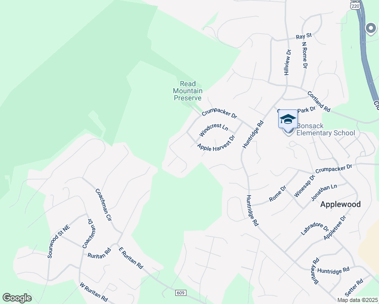 map of restaurants, bars, coffee shops, grocery stores, and more near 6010 Windcrest Lane in Roanoke