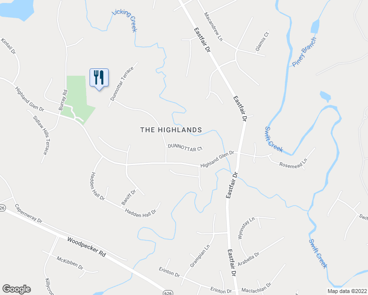 map of restaurants, bars, coffee shops, grocery stores, and more near 7924 DUNNOTTAR Court in Chesterfield