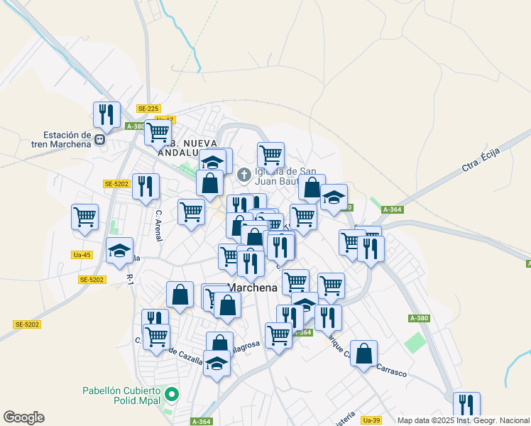 map of restaurants, bars, coffee shops, grocery stores, and more near 28 Calle San Francisco in Marchena