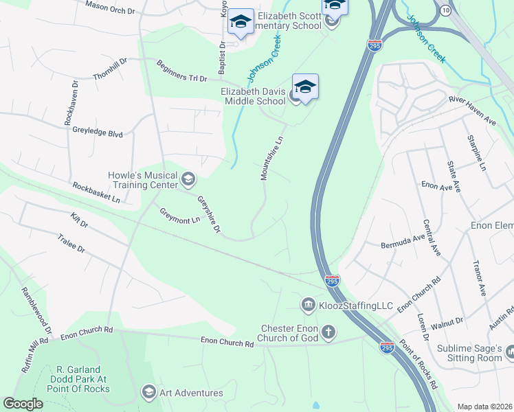 map of restaurants, bars, coffee shops, grocery stores, and more near 14037 Mountshire Lane in Chester