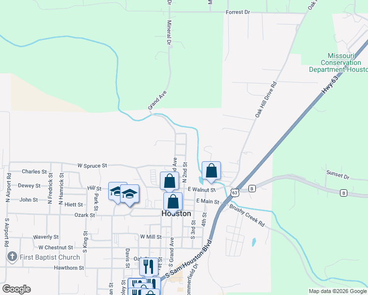 map of restaurants, bars, coffee shops, grocery stores, and more near 101 Hickory Street in Houston