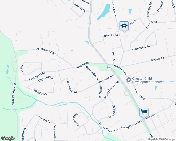 map of restaurants, bars, coffee shops, grocery stores, and more near 13406 Burnettedale Drive in Chester