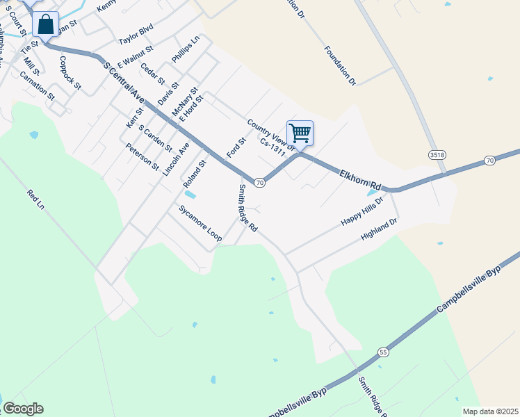 map of restaurants, bars, coffee shops, grocery stores, and more near 200-238 Smith Ridge Road in Campbellsville