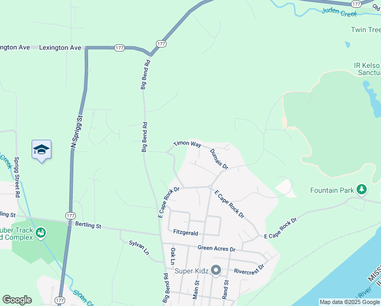 map of restaurants, bars, coffee shops, grocery stores, and more near 556 Vincent Park Drive in Cape Girardeau