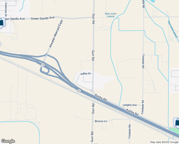 map of restaurants, bars, coffee shops, grocery stores, and more near 2671 Valley Drive in Atwater