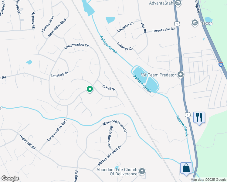 map of restaurants, bars, coffee shops, grocery stores, and more near 13900 Exhall Drive in Chester