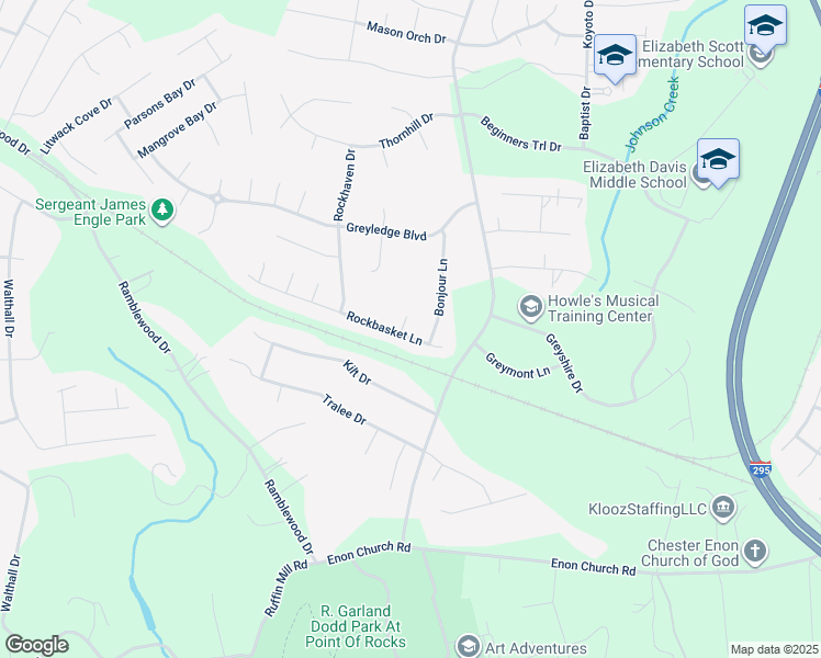 map of restaurants, bars, coffee shops, grocery stores, and more near 14017 Rockbasket Turn in Chester